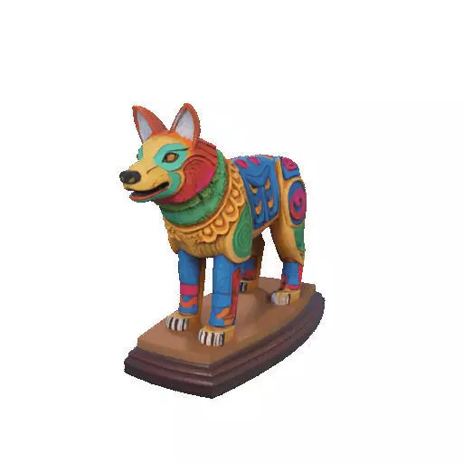 2274  Color 3D Model of a Totem Style Wolf on a Pedestal 3D print model_26