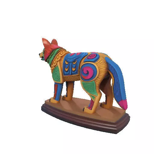 2274  Color 3D Model of a Totem Style Wolf on a Pedestal 3D print model_18