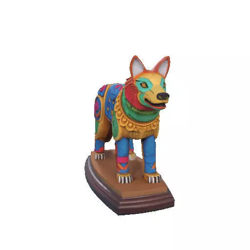 2274  Color 3D Model of a Totem Style Wolf on a Pedestal 3D print model_30