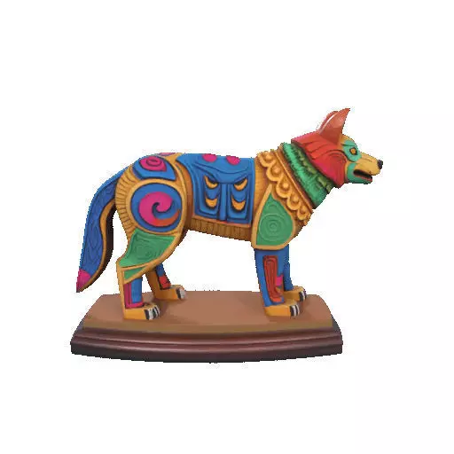 2274  Color 3D Model of a Totem Style Wolf on a Pedestal 3D print model_6