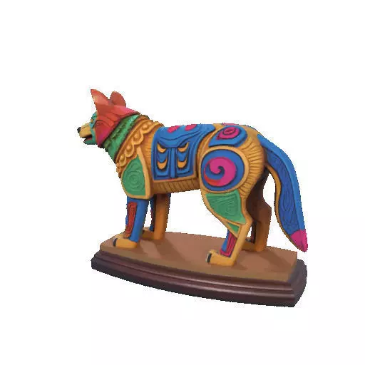 2274  Color 3D Model of a Totem Style Wolf on a Pedestal 3D print model_19