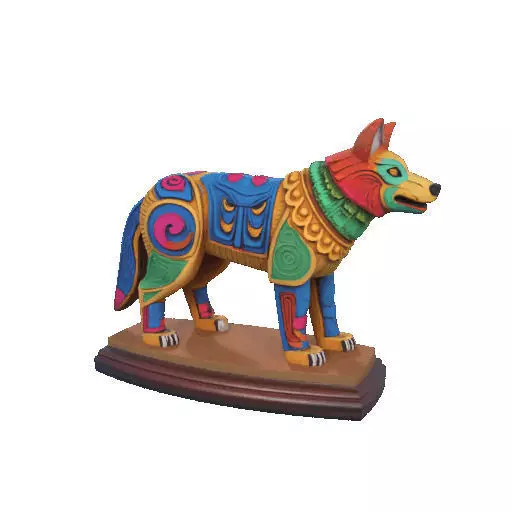 2274  Color 3D Model of a Totem Style Wolf on a Pedestal 3D print model_34