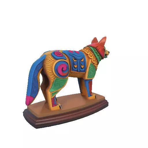 2274  Color 3D Model of a Totem Style Wolf on a Pedestal 3D print model_9