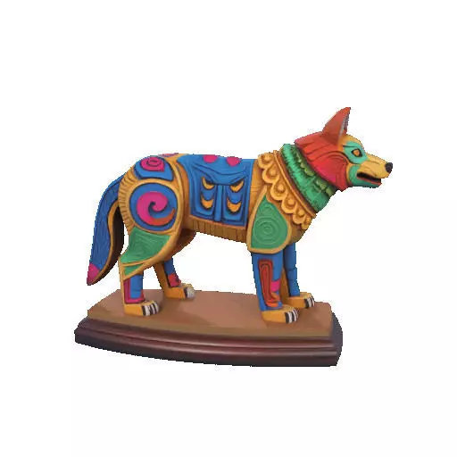 2274  Color 3D Model of a Totem Style Wolf on a Pedestal 3D print model_35
