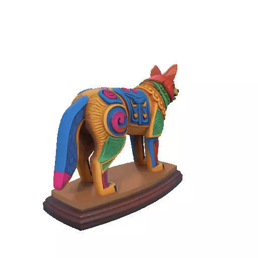 2274  Color 3D Model of a Totem Style Wolf on a Pedestal 3D print model_10