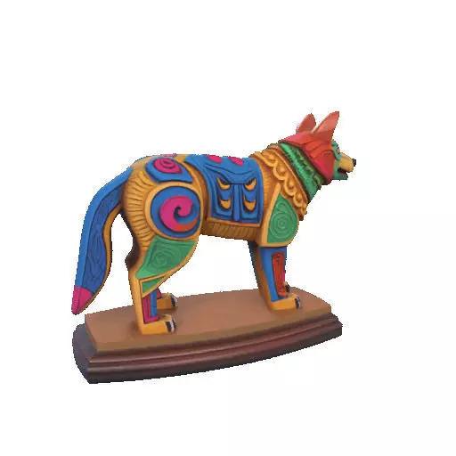 2274  Color 3D Model of a Totem Style Wolf on a Pedestal 3D print model_8