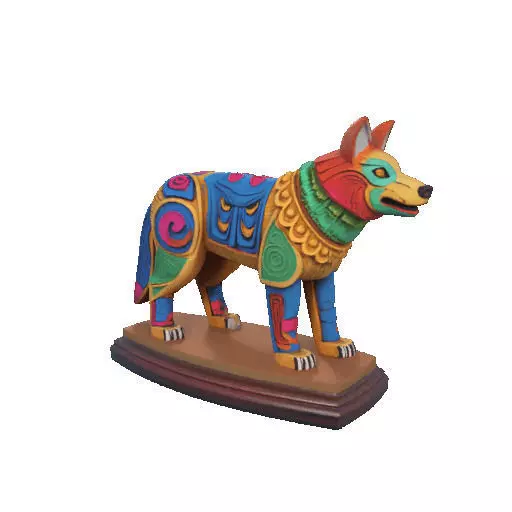 2274  Color 3D Model of a Totem Style Wolf on a Pedestal 3D print model_33
