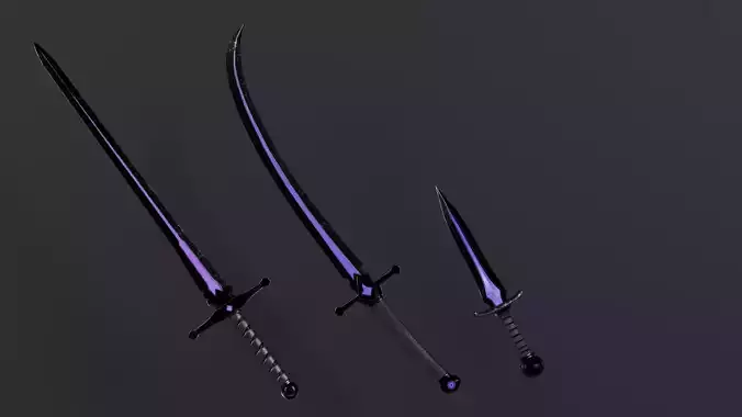  medieval Fantasy weapons Pack Game-Ready PBR  2 Swords 1 Dagger
