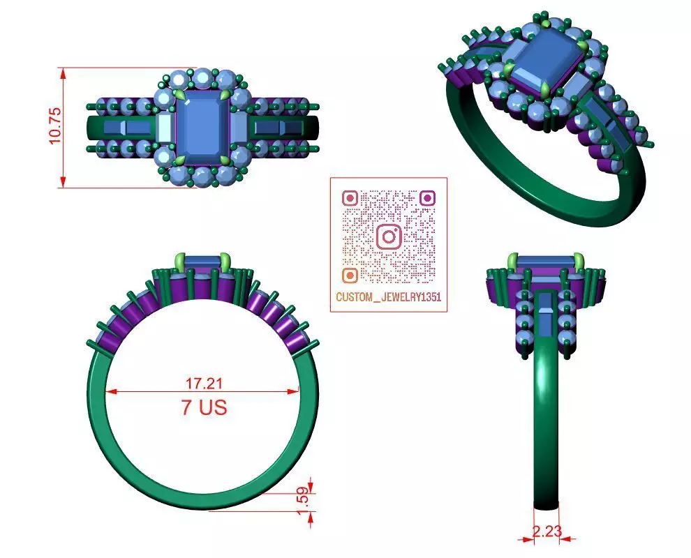 Solitaire Ring 3D print model_5
