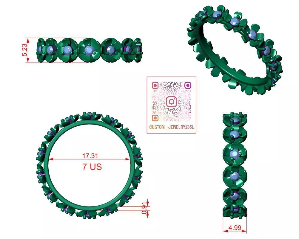 Solitaire Ring 3D print model_5