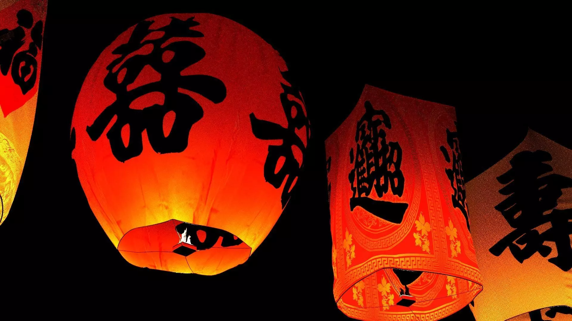 Chinese red sky lantern Low-poly 3D model_6