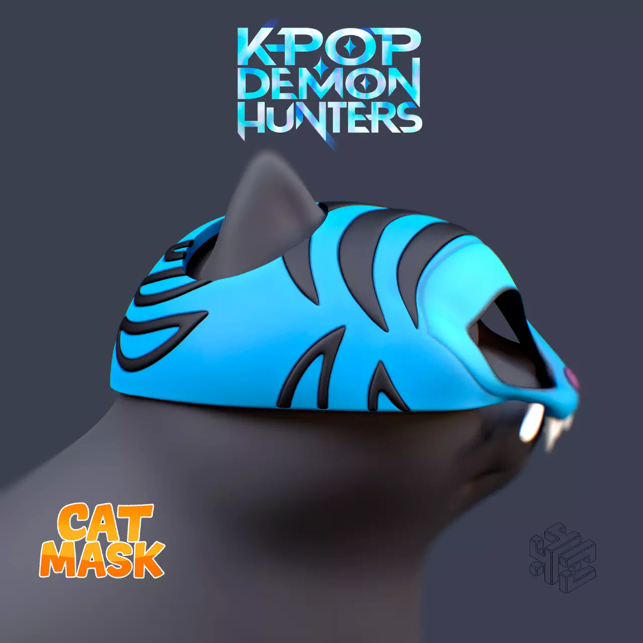 Derpy Tiger Cat Mask  K-Pop Inspired Pet Cosplay Mask 3D print model_1