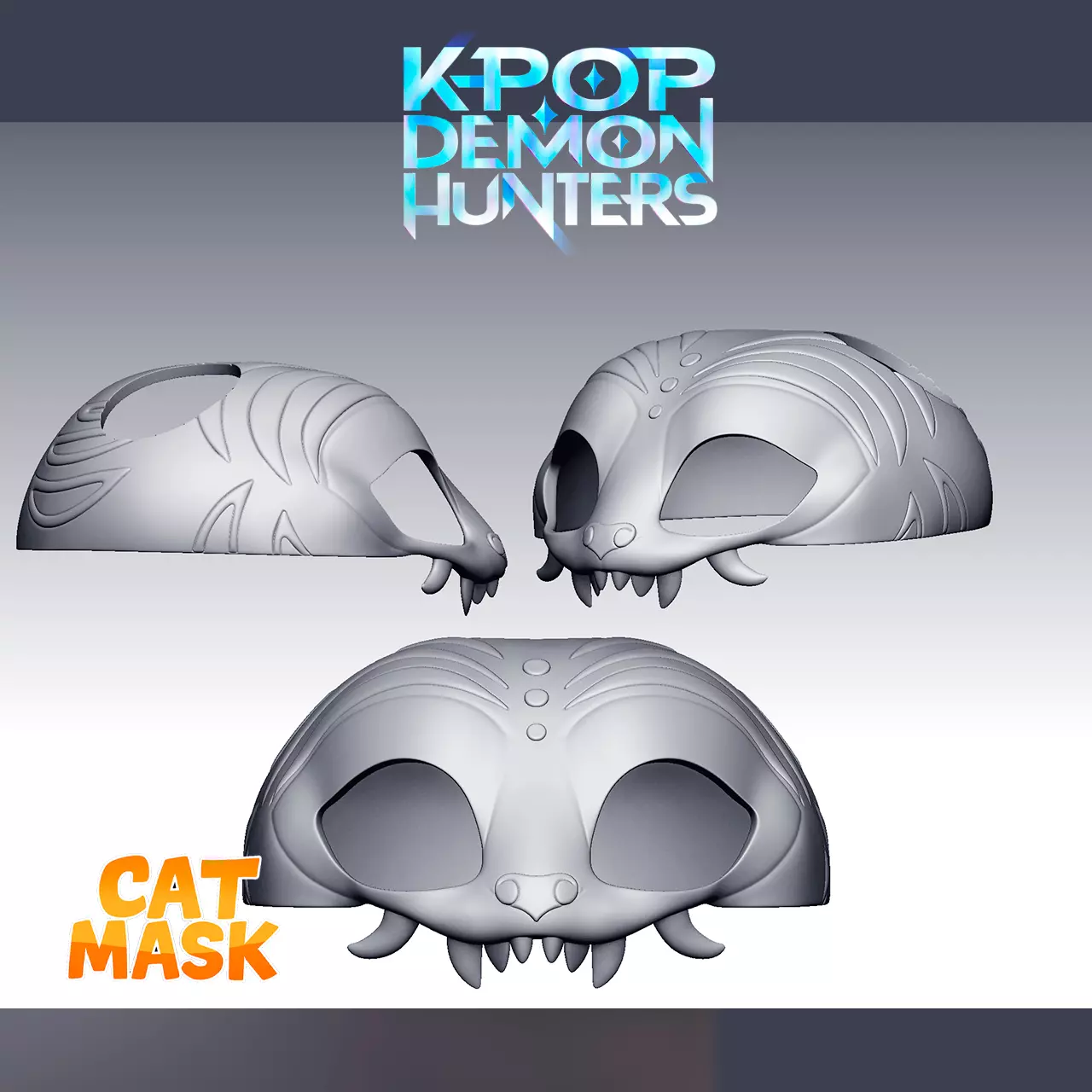 Derpy Tiger Cat Mask  K-Pop Inspired Pet Cosplay Mask 3D print model_2