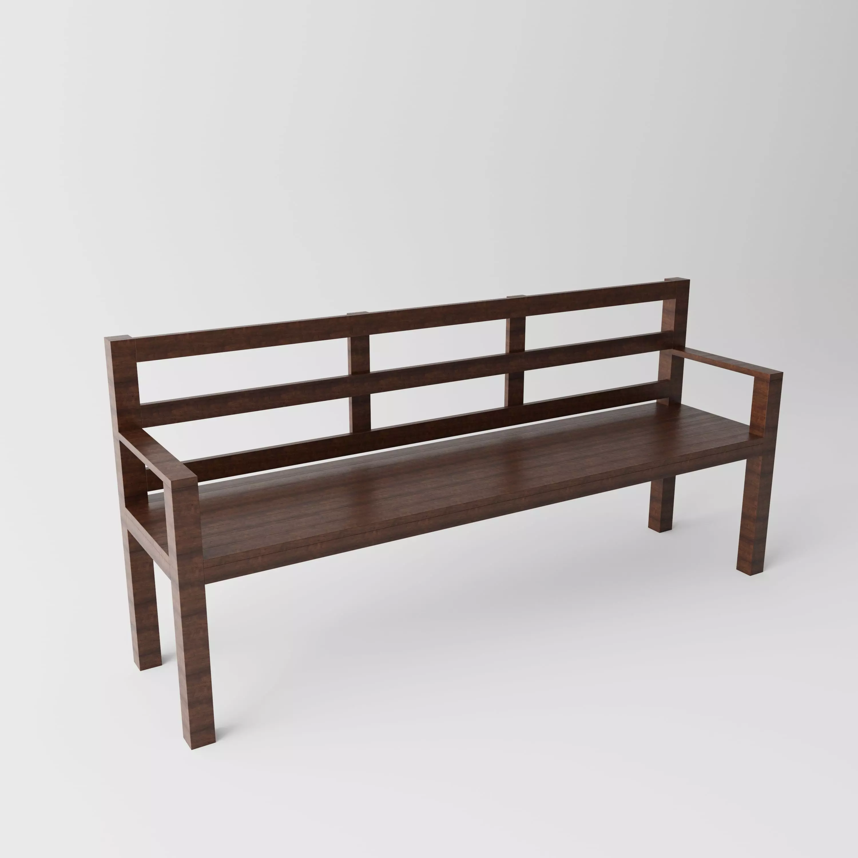 Wooden Bench Low-poly 3D model_1