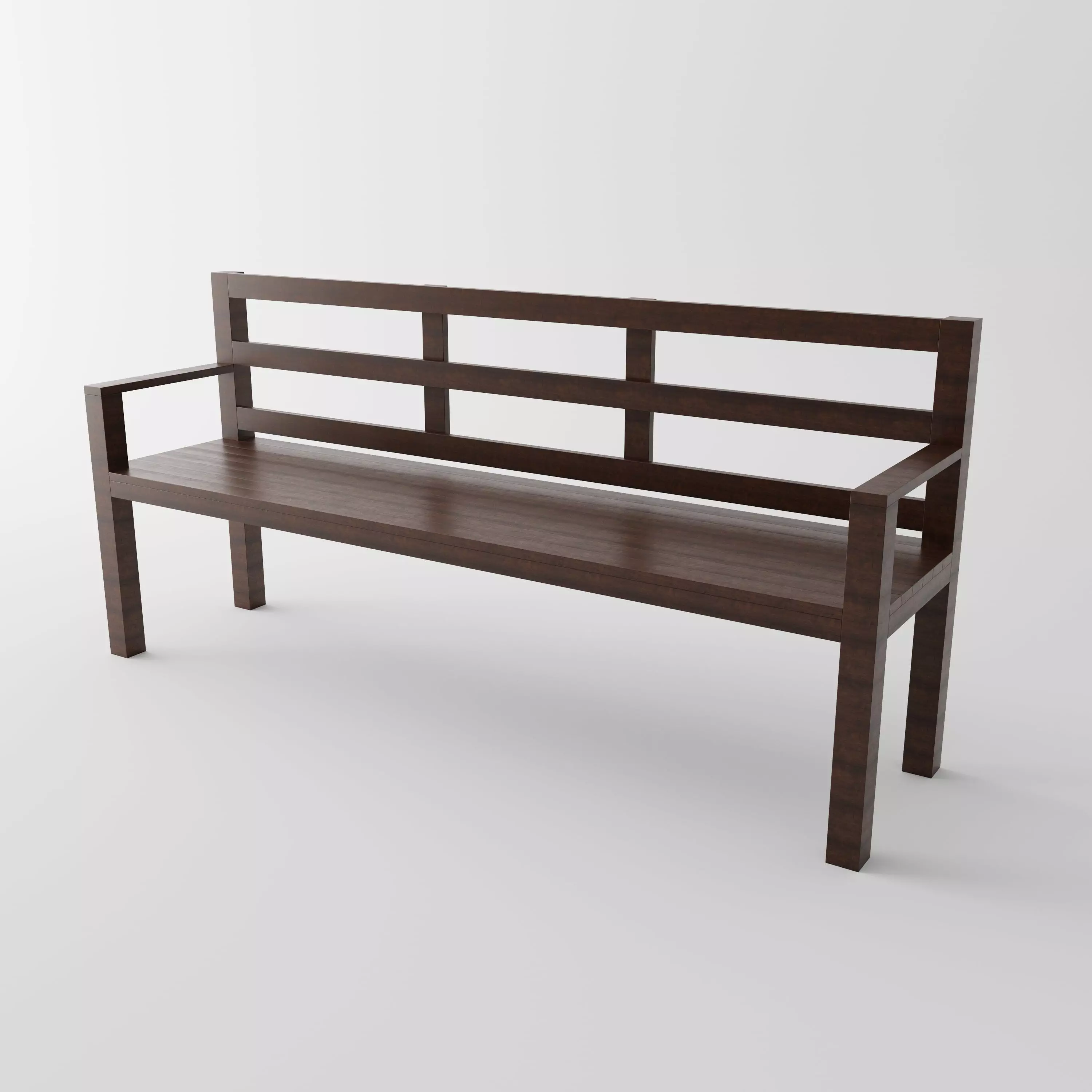 Wooden Bench Low-poly 3D model_0