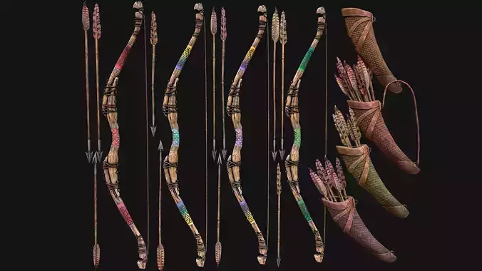 Bow Arrow Quiver Medieval Weapon Set