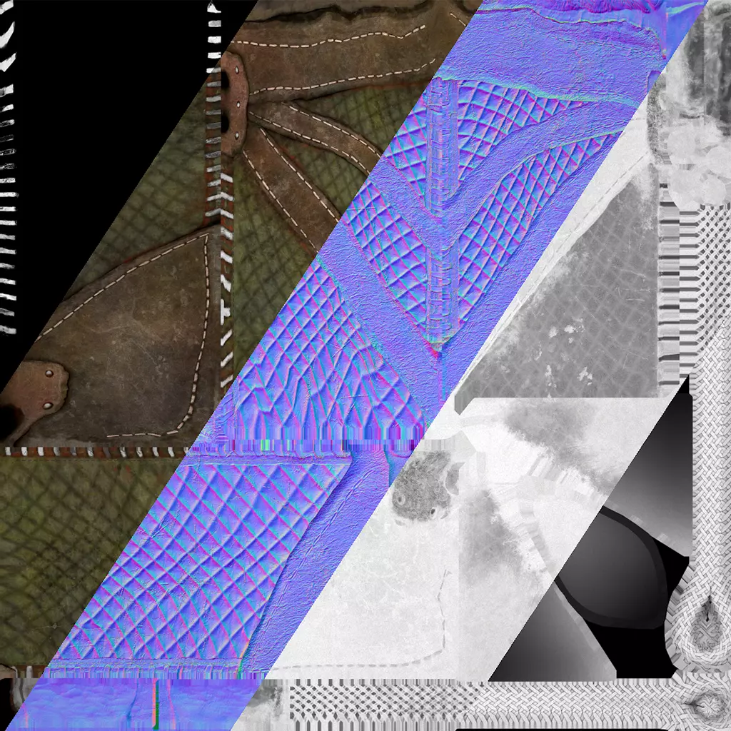 Bow Arrow Quiver Medieval Weapon Set Low-poly 3D model_30