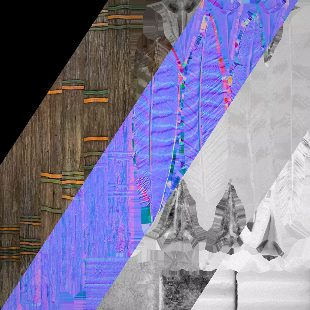 Bow Arrow Quiver Medieval Weapon Set Low-poly 3D model_26