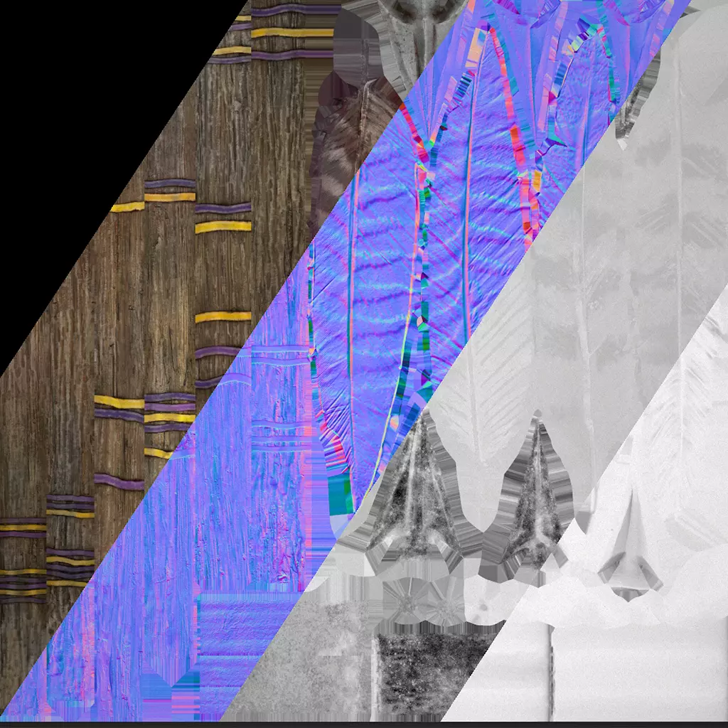 Bow Arrow Quiver Medieval Weapon Set Low-poly 3D model_27