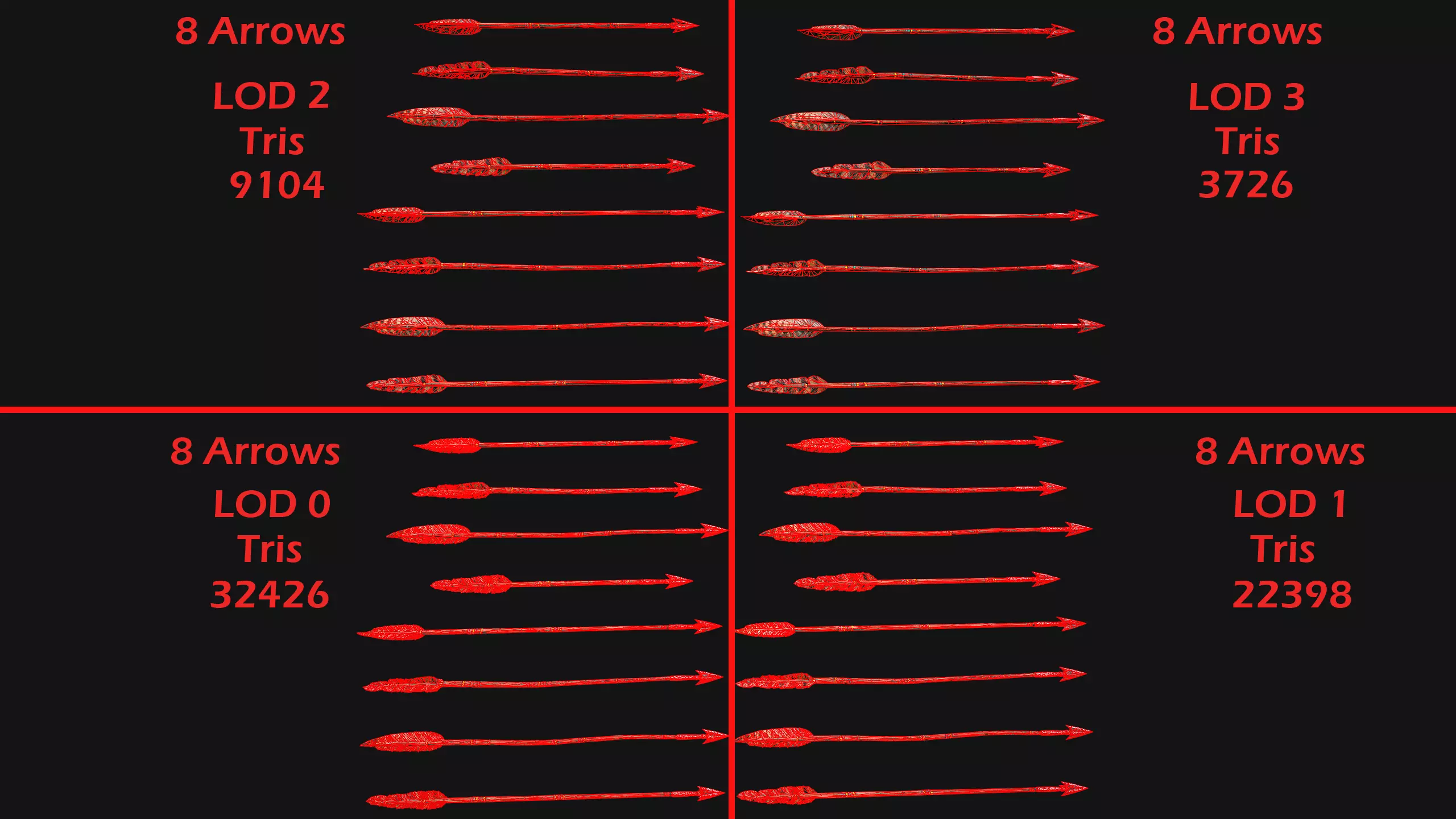 Bow Arrow Quiver Medieval Weapon Set Low-poly 3D model_15