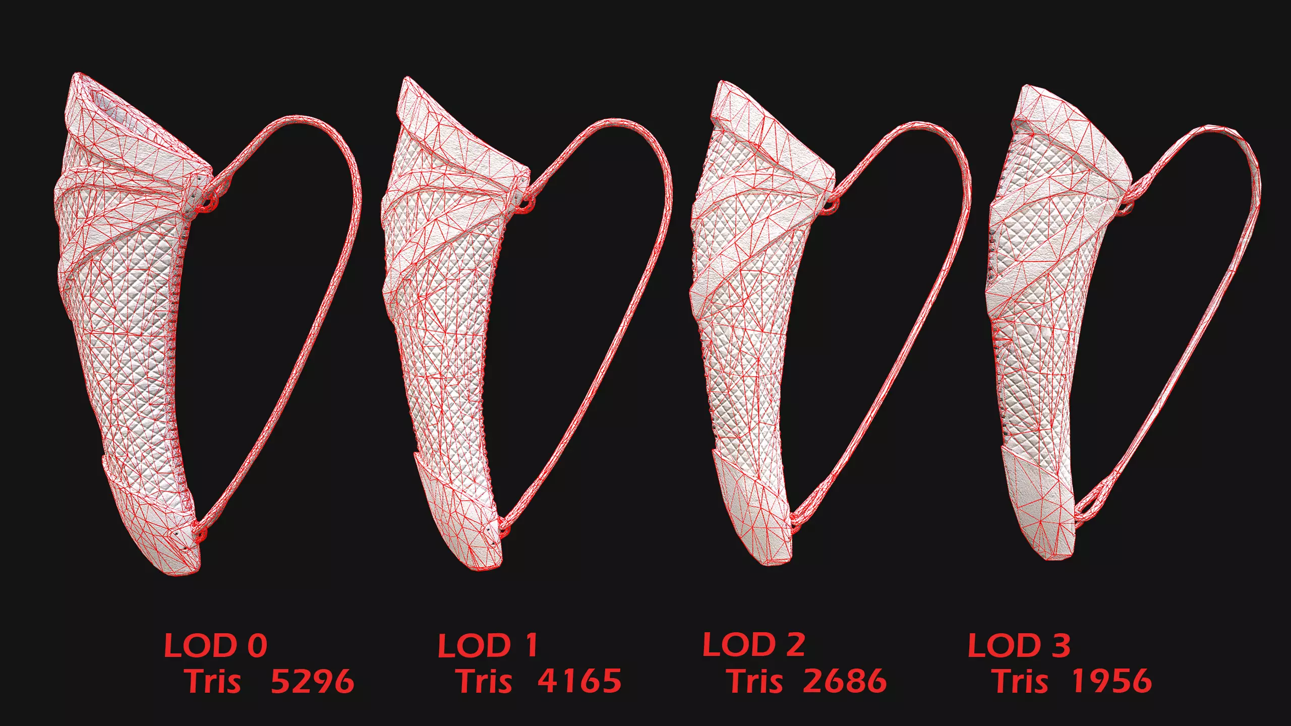 Bow Arrow Quiver Medieval Weapon Set Low-poly 3D model_10