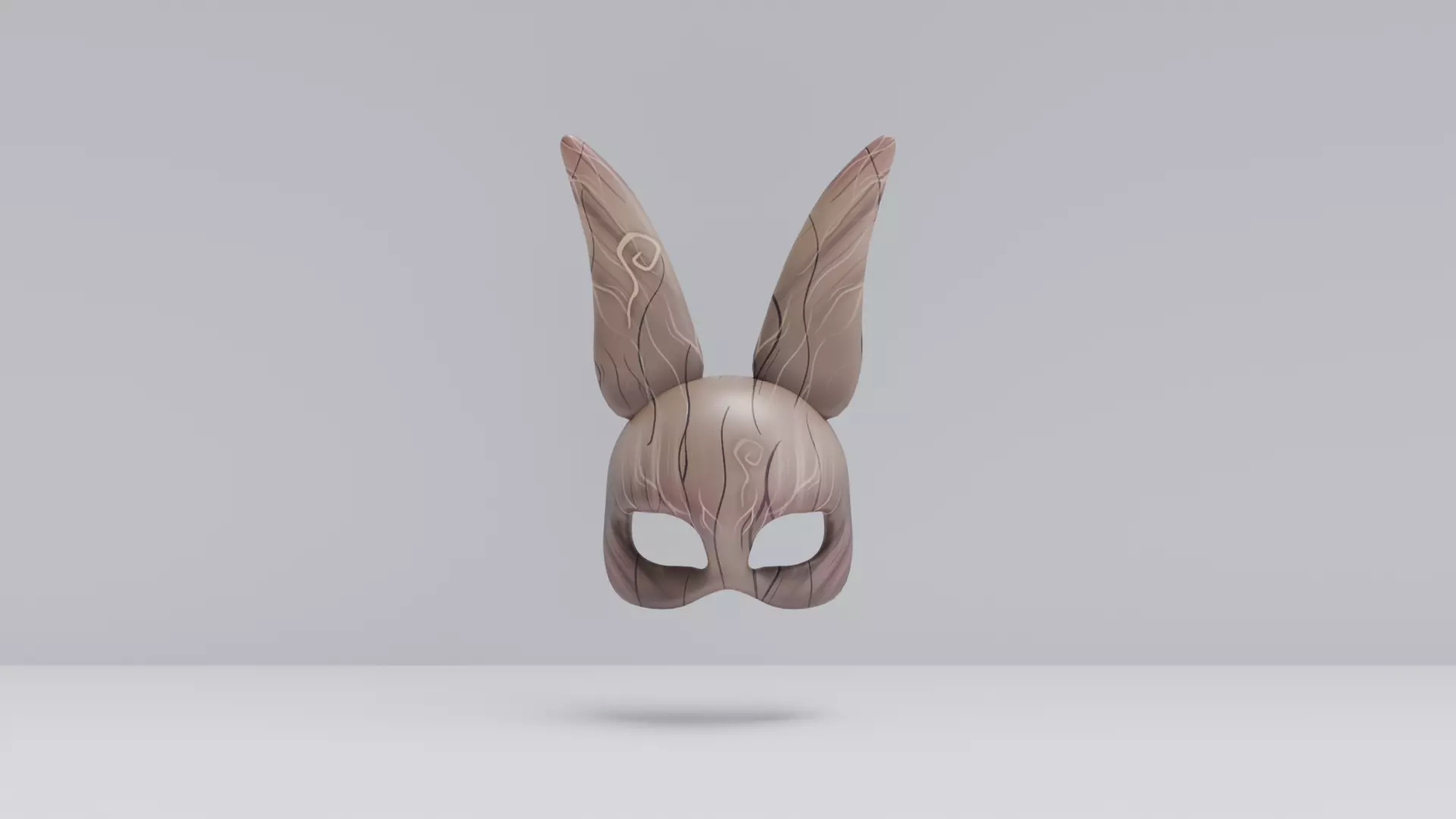 wooden bunny mask Low-poly 3D model_0