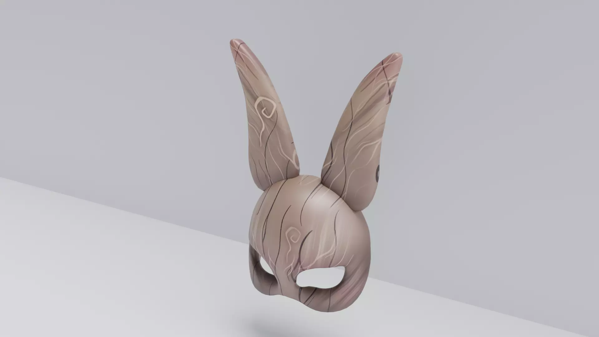 wooden bunny mask Low-poly 3D model_4