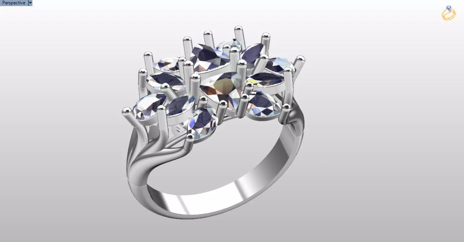 stylish highend jewelry ring 3D print model_1