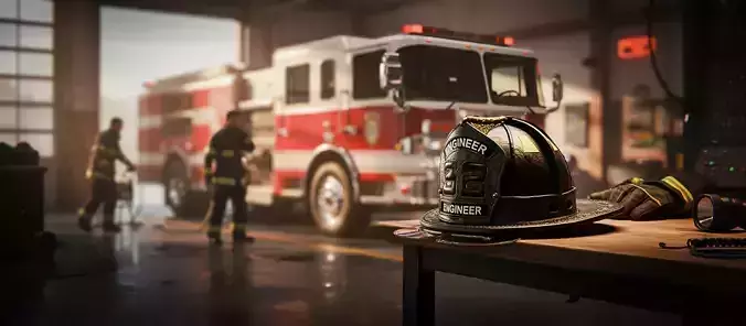 Firefighter Helmets And Equipment Pack  Low-poly 3D model