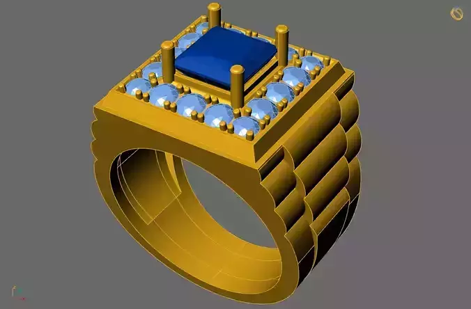 Blue stone with diamond man ring 