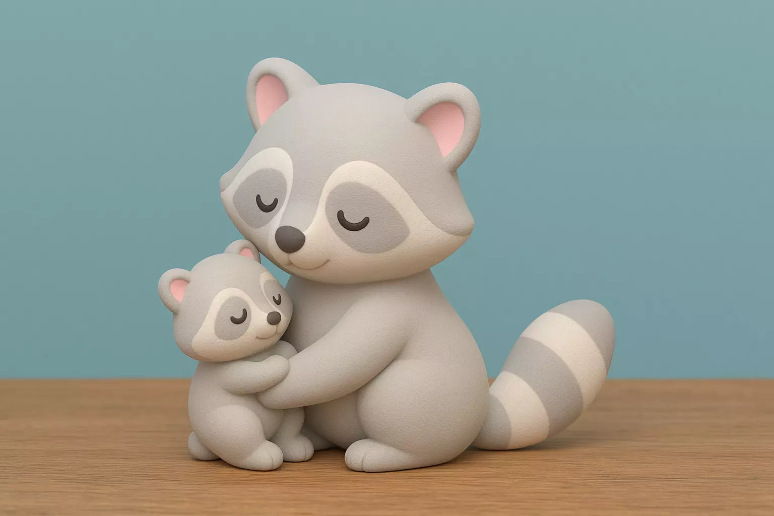 Cute Raccoon with Baby 3D print model_0