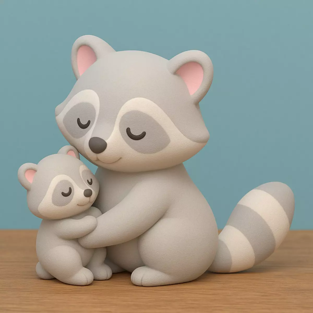 Cute Raccoon with Baby 3D print model_1