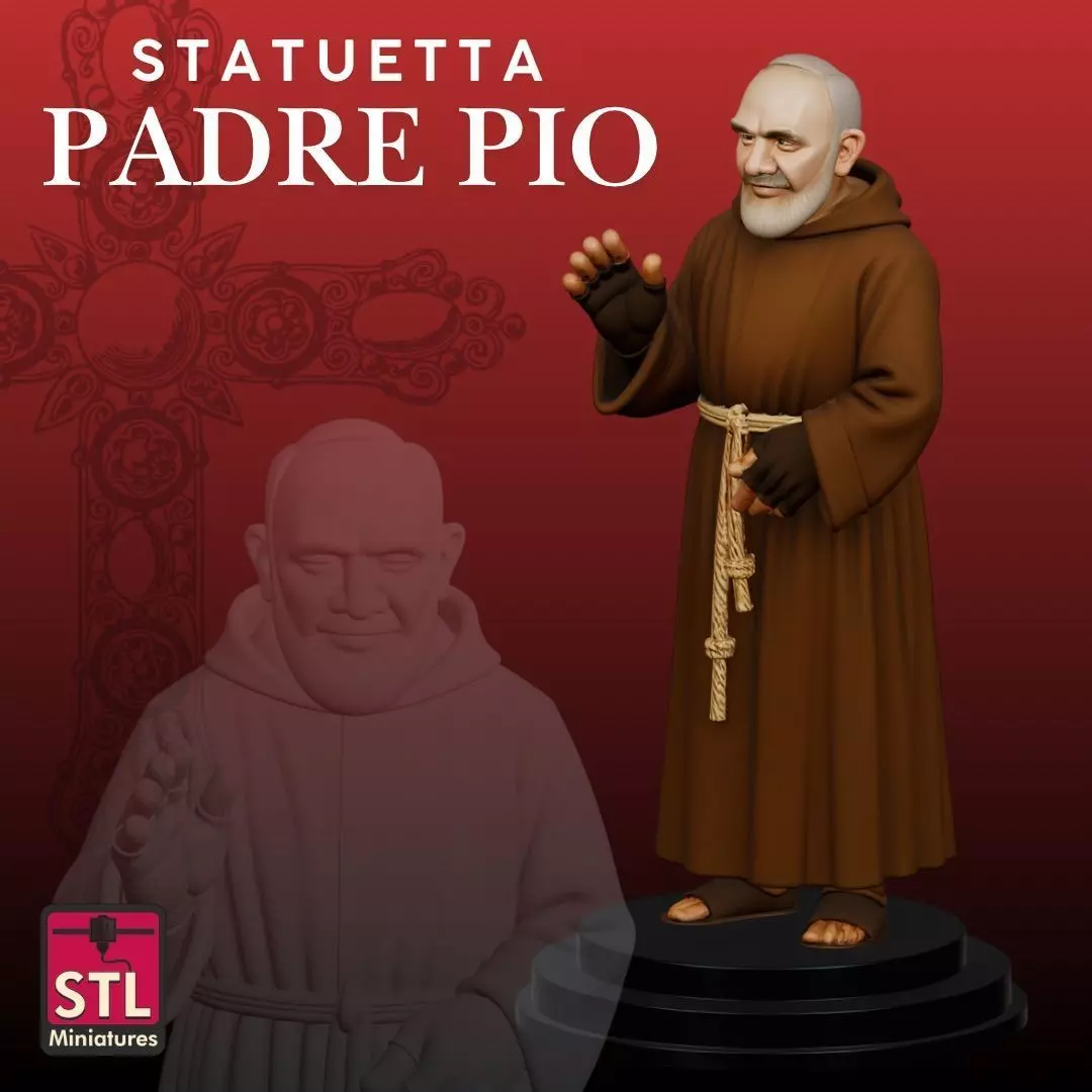 Padre Pio STL Devotional Sculpture 3D print model