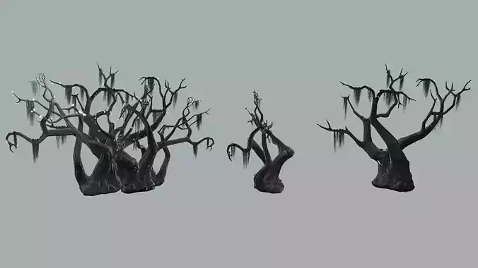 Fantasy Terrible Tree Pack 3D Model Low-poly 3D model