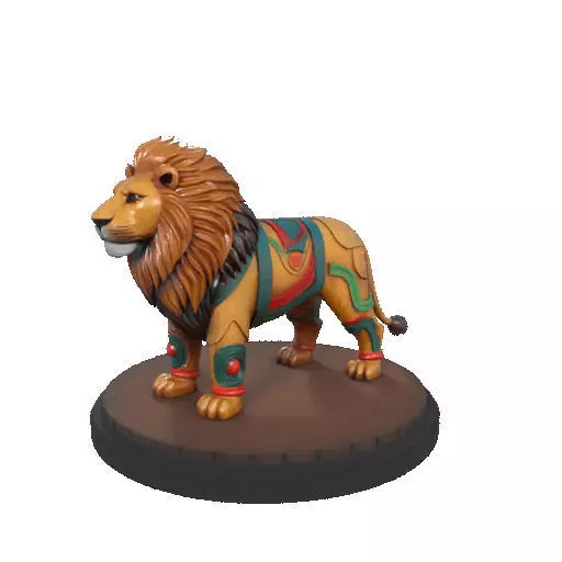 2276 Laughing African Lion with Majestic Mane Full Color Totem 3D print model_9