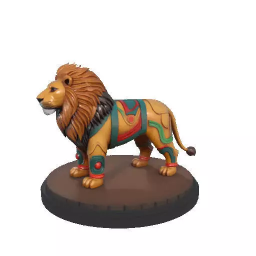 2276 Laughing African Lion with Majestic Mane Full Color Totem 3D print model_8