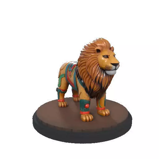2276 Laughing African Lion with Majestic Mane Full Color Totem 3D print model_16