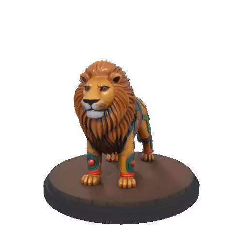 2276 Laughing African Lion with Majestic Mane Full Color Totem 3D print model_12