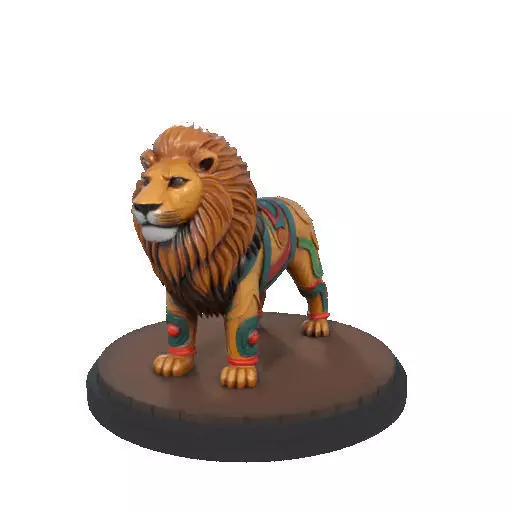 2276 Laughing African Lion with Majestic Mane Full Color Totem 3D print model_11