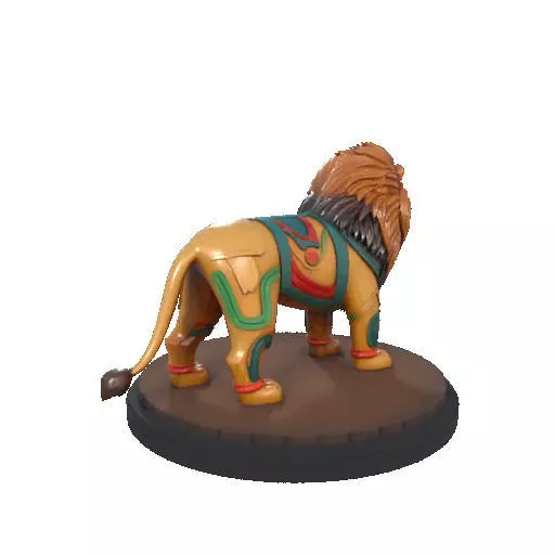 2276 Laughing African Lion with Majestic Mane Full Color Totem 3D print model_24