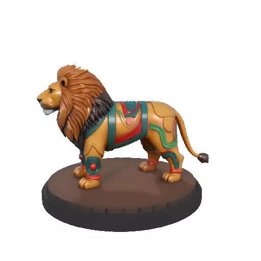 2276 Laughing African Lion with Majestic Mane Full Color Totem 3D print model_7