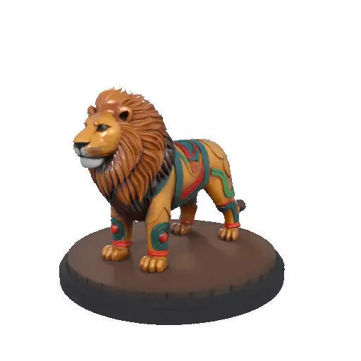 2276 Laughing African Lion with Majestic Mane Full Color Totem 3D print model_10