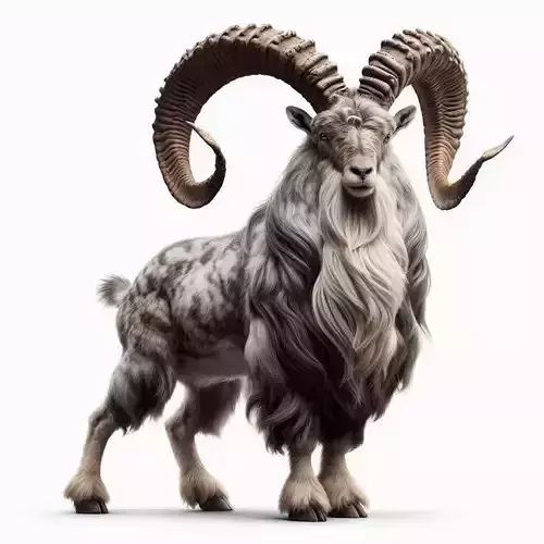 Mountain Ibex 3D Realistic Wild Animal Long Curved Horns