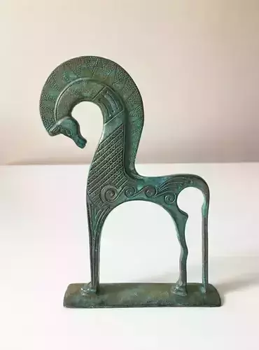 Ancient Bronze Horse 3D Egyptian-Style Animal Sculpture Low-poly 3D model