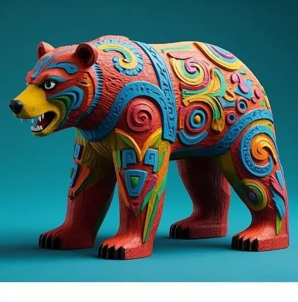 2277 Color 3D Model of a Totem Style Bear 3D print model_4