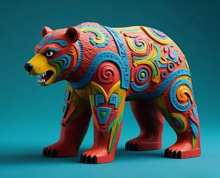 2277 Color 3D Model of a Totem Style Bear 3D print model_0