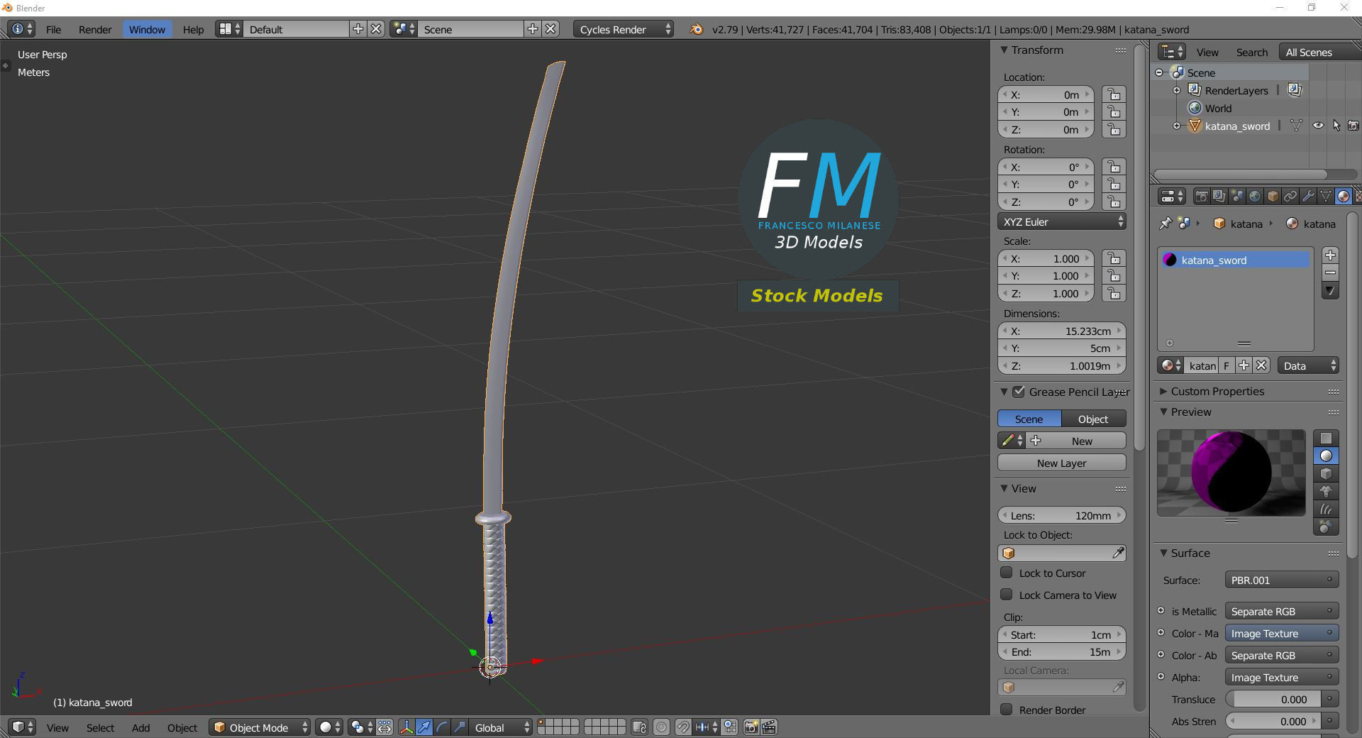 Katana sword 3D model_9