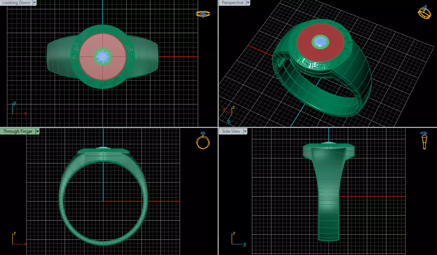 Men ring with a black insert 3D print model_7