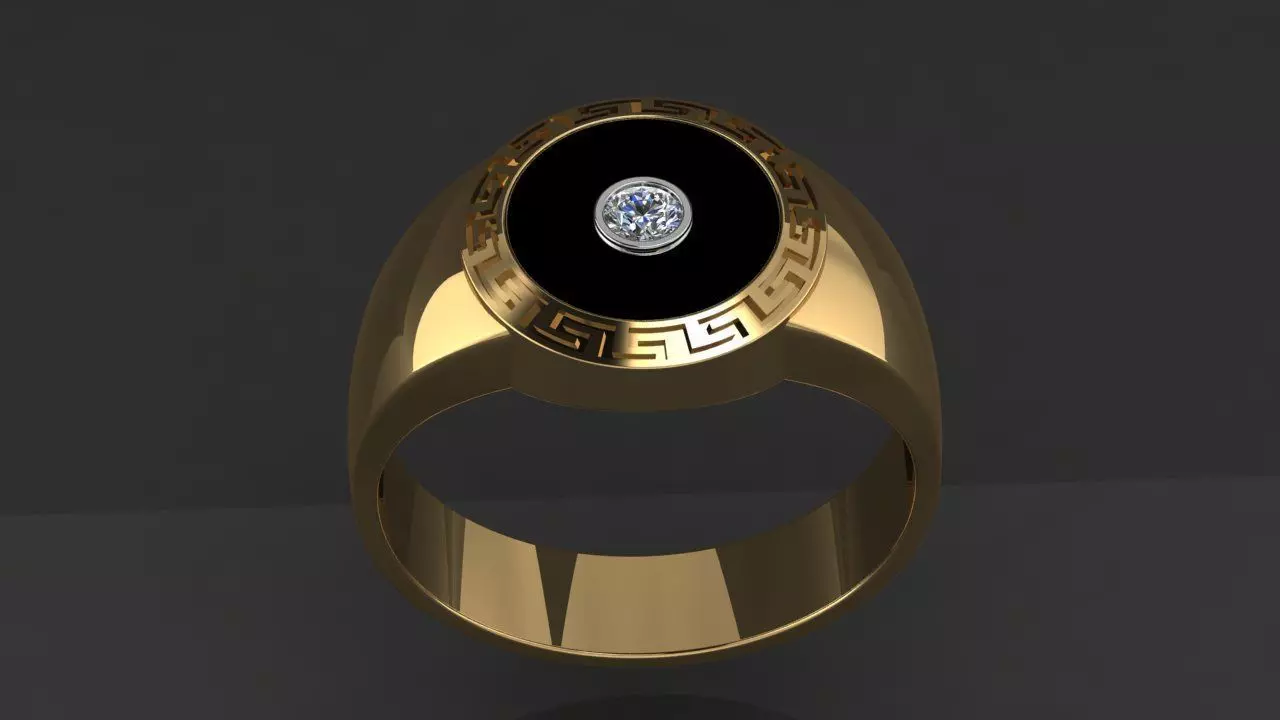 Men ring with a black insert 3D print model_0