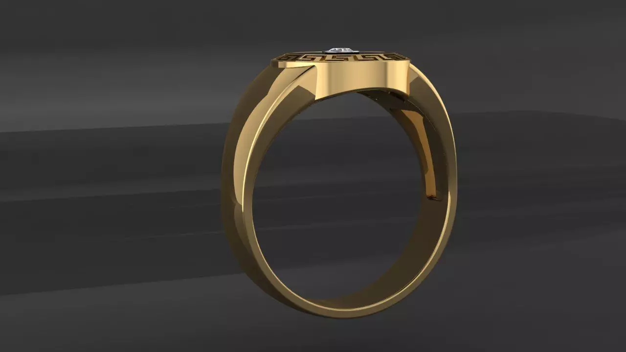 Men ring with a black insert 3D print model_2